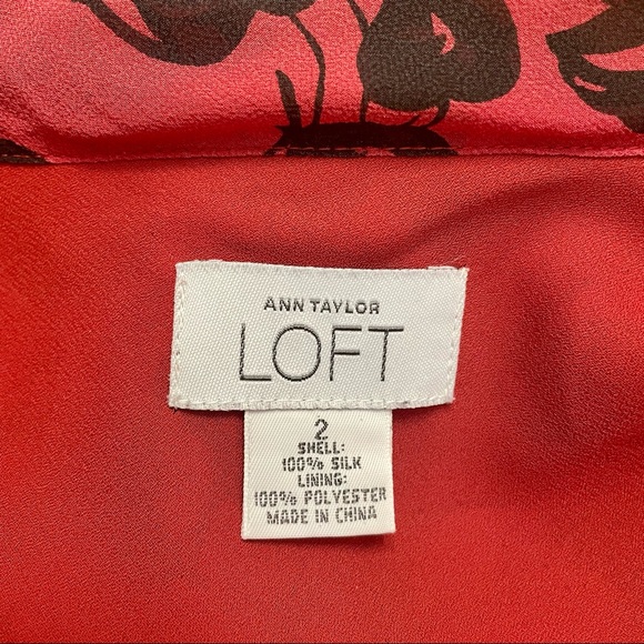 ANN TAYLOR LOFT Silk Red Black Floral Print Sleeveless Blouse Women’s 2/XS - Picture 5 of 5